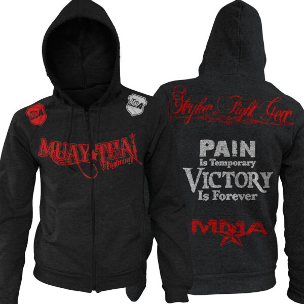 Muay Thai Fighting Adult Zip Up Hoodie Pain Is Temporary Victory Is Forever